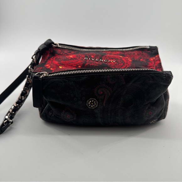 GIVENCHY 
Rubber Effect Calfskin Floral Print Pandora Wristlet Black Multicolor - Picture 3 of 16